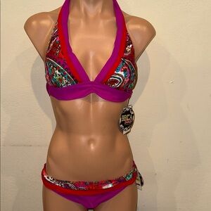 BECCA Multicolor Halter Bikini